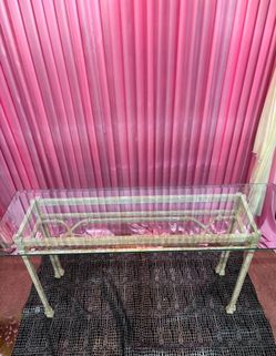 Wrought Iron Glass Top Console Table