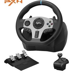 Gaming racing wheel, with pedals, shifter, stand