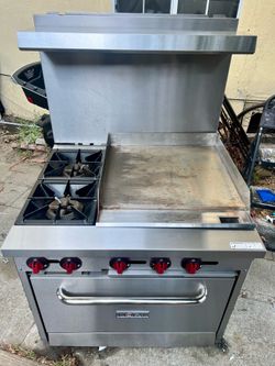 Ka Tom burner gas range with griddle and oven