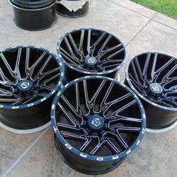 24X14  Gloss Black with Milled Accent TIS Rims 8X6.5  -76MM Offset