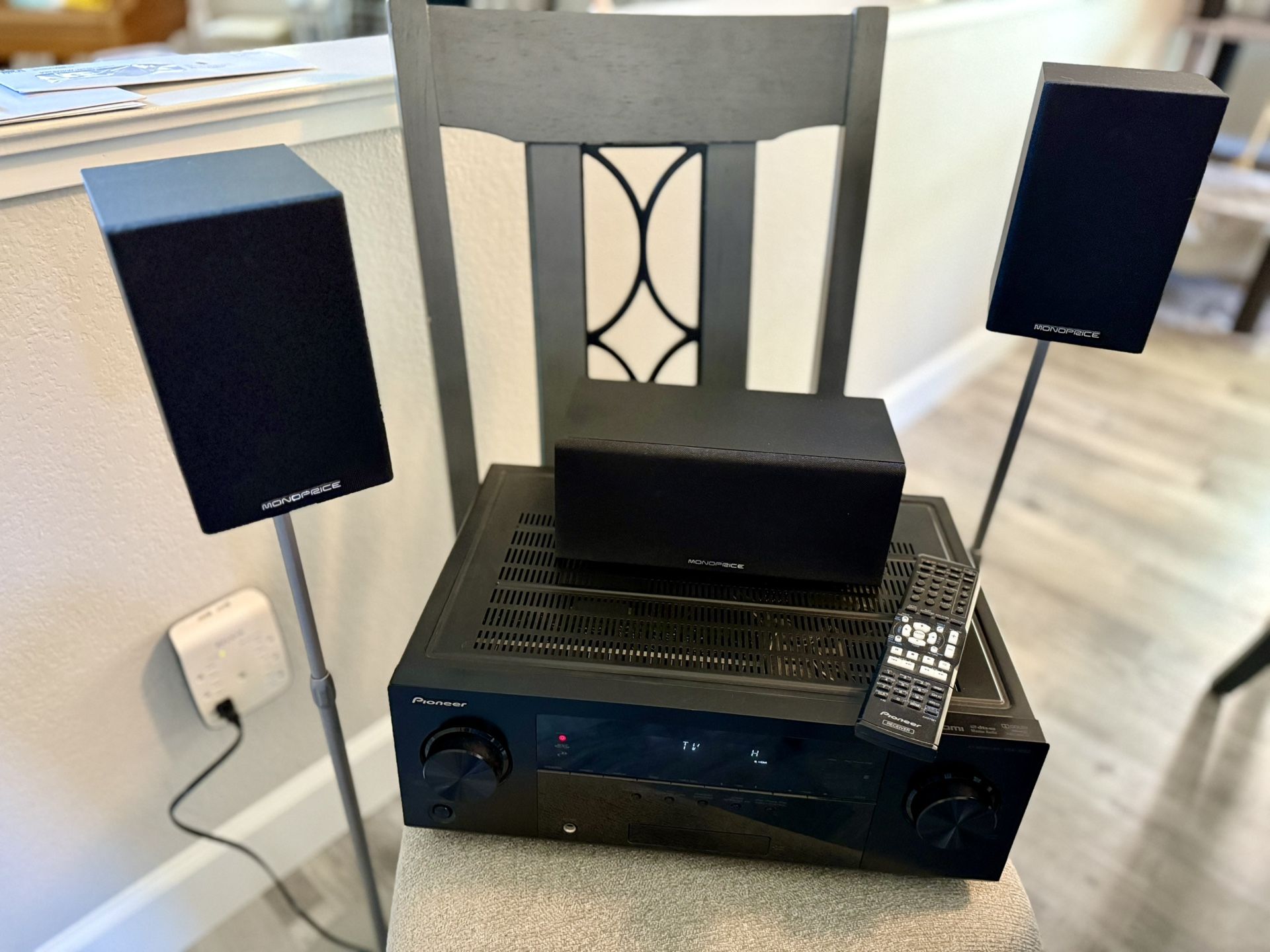 Pioneer AV Receiver, Remote & Speakers-$57
