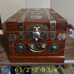 Ornate Asian Vintage Red Lacquer Jewelry Box