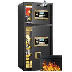 Large Double-door Coin-operated Safe,Digital Security Safe with Fireproof and Waterproof Bag,7.0 Cubic Feet Safe Box with Hidden Code Function for Hom