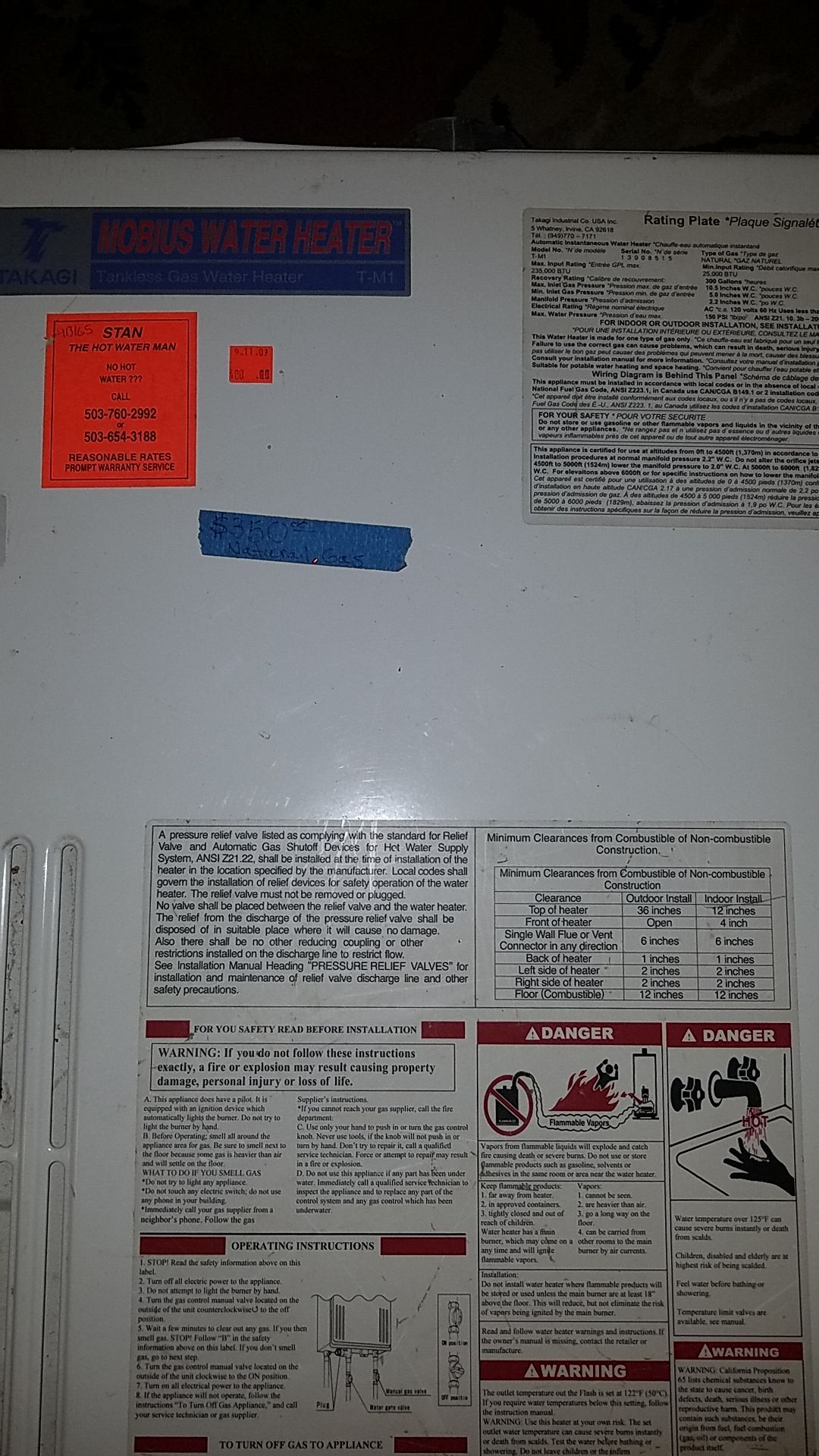 TAKAGI, MOBIUS WATER HEATER . TANKLESS GAS WATER HEATER T-MI. for Sale in  Hillsboro, OR - OfferUp