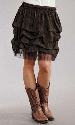 Stetson Brown Western Boho Chic Cowgirl Skirt, Women's S