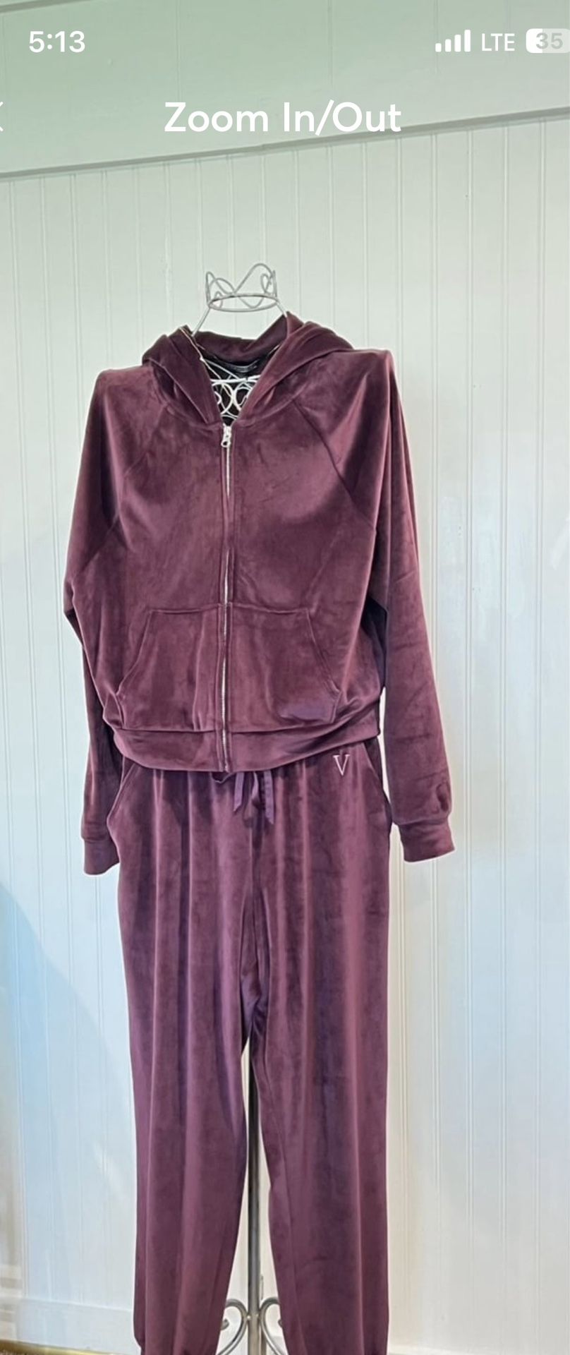 Victoria's Secret burgundy color Set Hoodie & Pants Size M