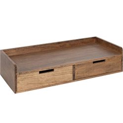 Kate and Laurel Kitt Modern Floating Shelf with Drawers, 28 x 12 x 6.5 inches, Rustic Brown, Chic Floating Storage Console Table or Desk for Wall