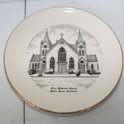 First Methodist Church, Pacific Grove, CA  9" plate w/gold trim