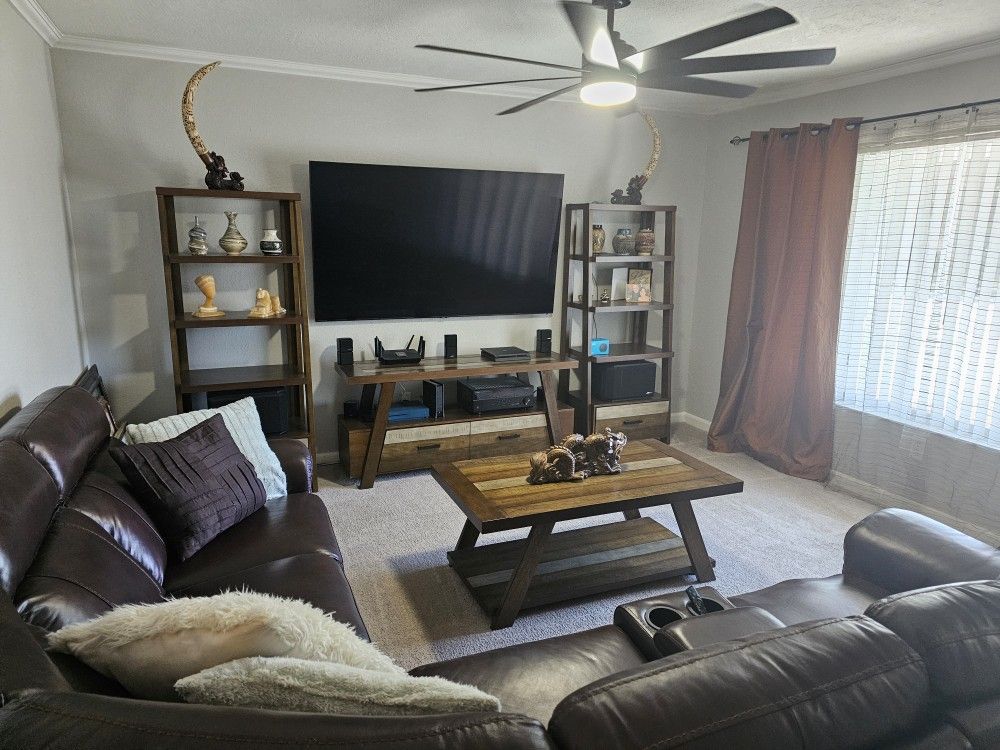 Sofa with Entertainment Unit and Center Table