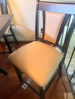 Dark Wood Dining Chair with Cushioned Seat