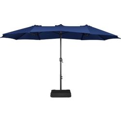 15ft Twin Patio Parasol Double-Sided Outdoor Umbrella Market Extra Large Umbrella with Crank