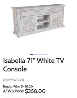 Rustic White Console Table / Media Buffet – Great Condition