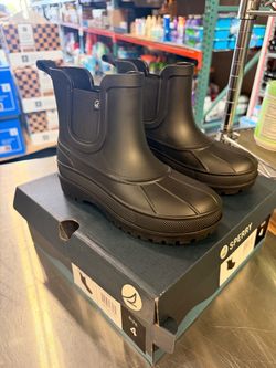 Sperry Kids Pull on Rain Boots in Black Size 4 Brand New In Box