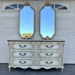 French Provincial Dresser John Widdicomb Bureau & Hanging Mirrors