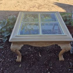 Chippendale style 4 panel glass top coffee table $15