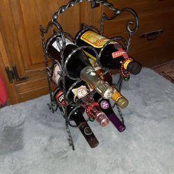 Wrought Iron 6 Bottle Wine Or Booze Rack