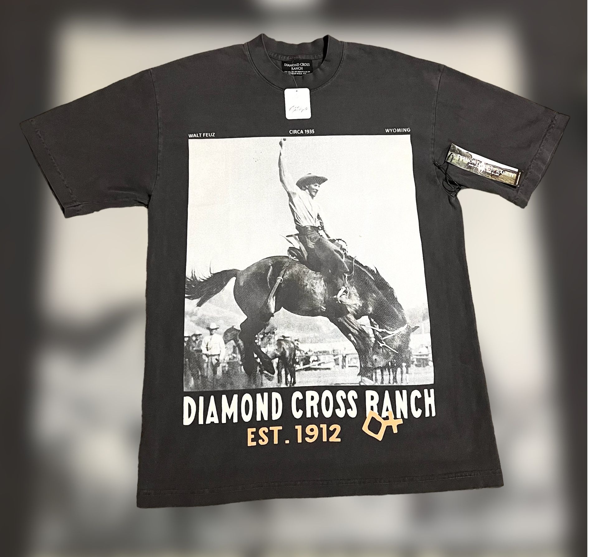 Diamond Cross Ranch Shirt Medium Grey Jackson Hole Wyoming  NWT
