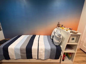 Twin storage bed in white