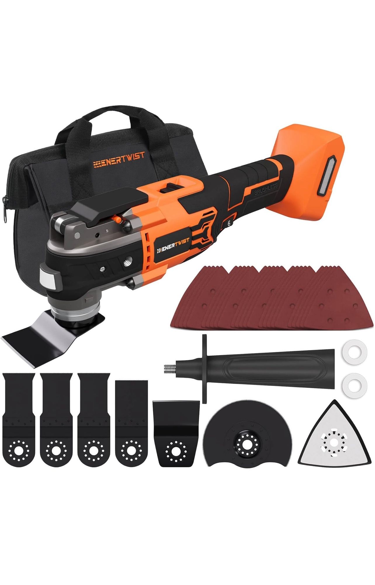 Brushless Oscillating Tool Compatible for DEWALT Battery,6 Variable Speed Cordless Oscillating Multi-Tool with LED Light, Carrying Case for Cutting
