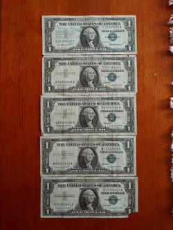 5 1957 $1 ( One Dollar ) Silver Certificates