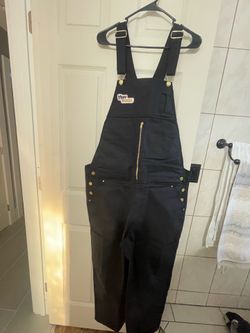 Men’s overalls. Muff Waders Mens Medium  Black Canvas Bib Overalls Insulated Beverage Pocket