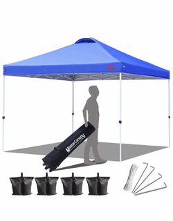 MASTERCANOPY Canopy 10x10 Compact Ez Pop up Canopy Portable Shade Instant Folding Better Air Circulation Canopy with Wheeled Bag (Blue)