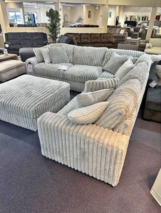 Fast Delivery 🚚 Black, Gray, Brown, Alloy, Ivory Color Options Modular Corduroy Sectional Couch W In Teddy Bear Fabric