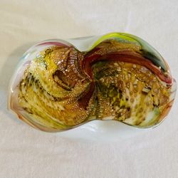 Vtg Art Glass Tutti Frutti Bowl Murano Multi Color Mid Century Hand Blown Dish