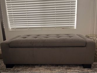 Grey Tufted Storage Bench Ottoman - Barely Used