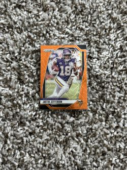 2024 Panini Prizm Justin Jefferson No. 187 Orange Lazer * BLASTER EXCLUSIVE 🔥