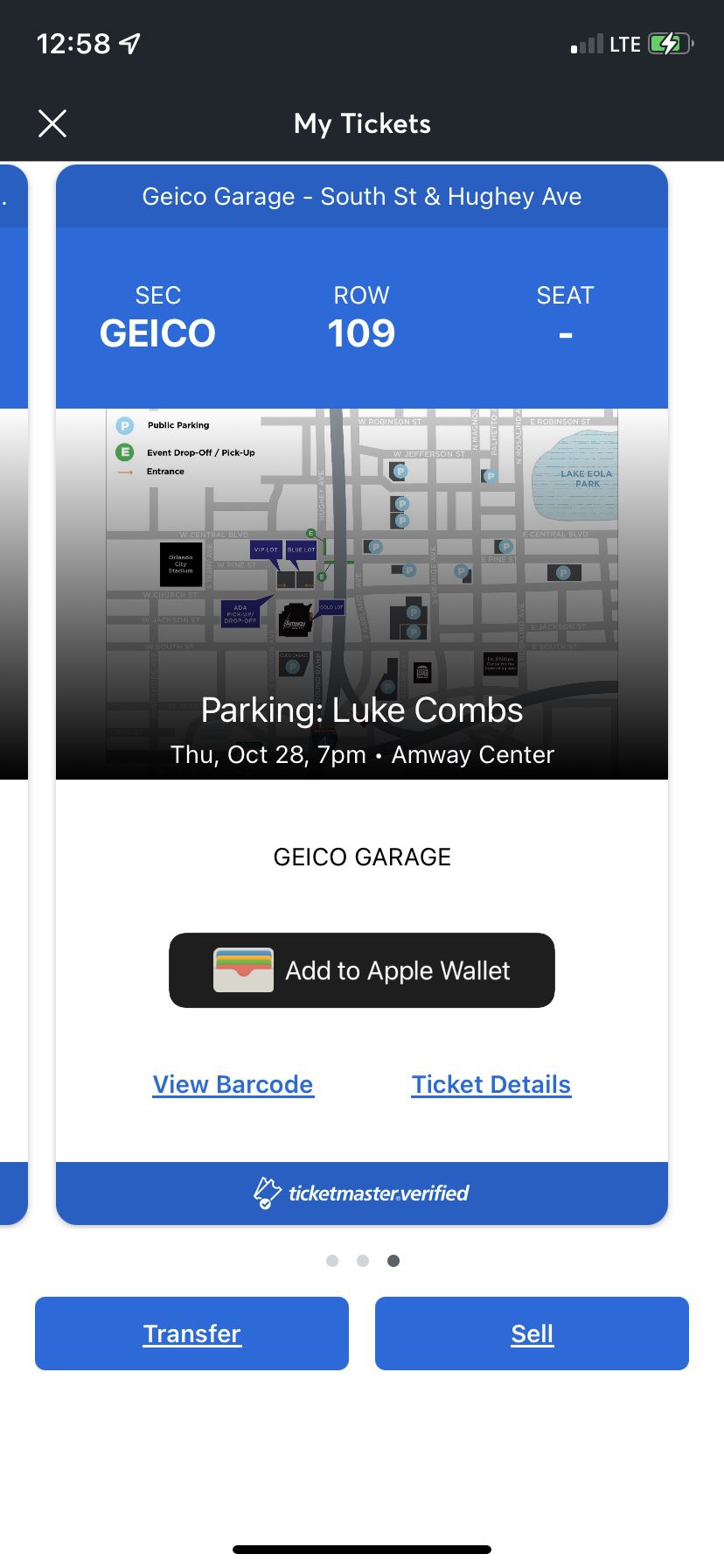 Luke Combs parking pass Orlando