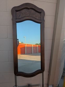 Vintage Wood Framed Wall Mirror