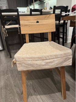 Set of 4 Solid Wood Dining Chairs with Cushions