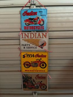 TIN INDIAN MOTORCYCLE SIGNS