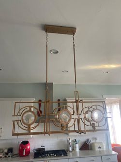 Bronze rectangular kitchen island Chandelier
