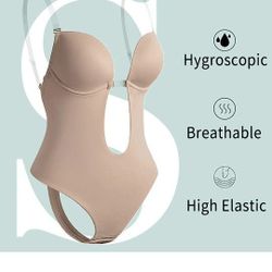 Backless Shapewear Built In Bra  Thong Bodysuit 