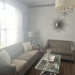 Gray Velvet Sofa & Loveseat Set