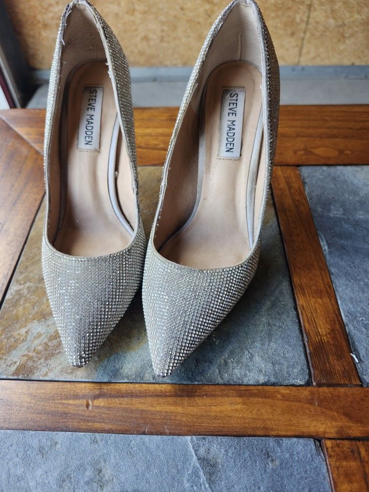 Steve Madden Silver Stilettos 