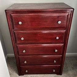 Dark Cherry 5-Drawer Tall Dresser
