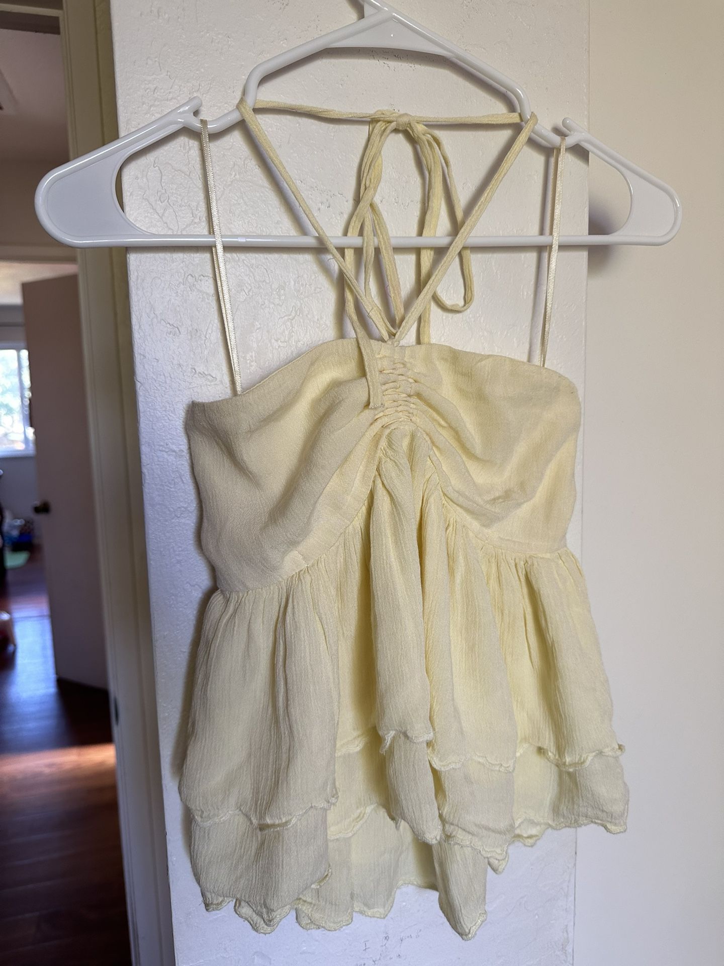Butter Yellow Hollister Halter Top