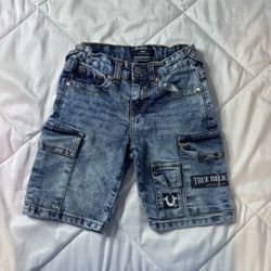 True Religion Ricky Relaxed Straight Denim Cargo Shorts