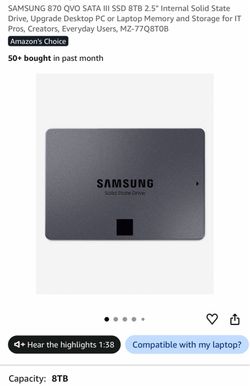SAMSUNG 870 QVO SATA III SSD 8TB 2.5"