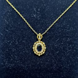 Blue & White Sapphire Necklace 