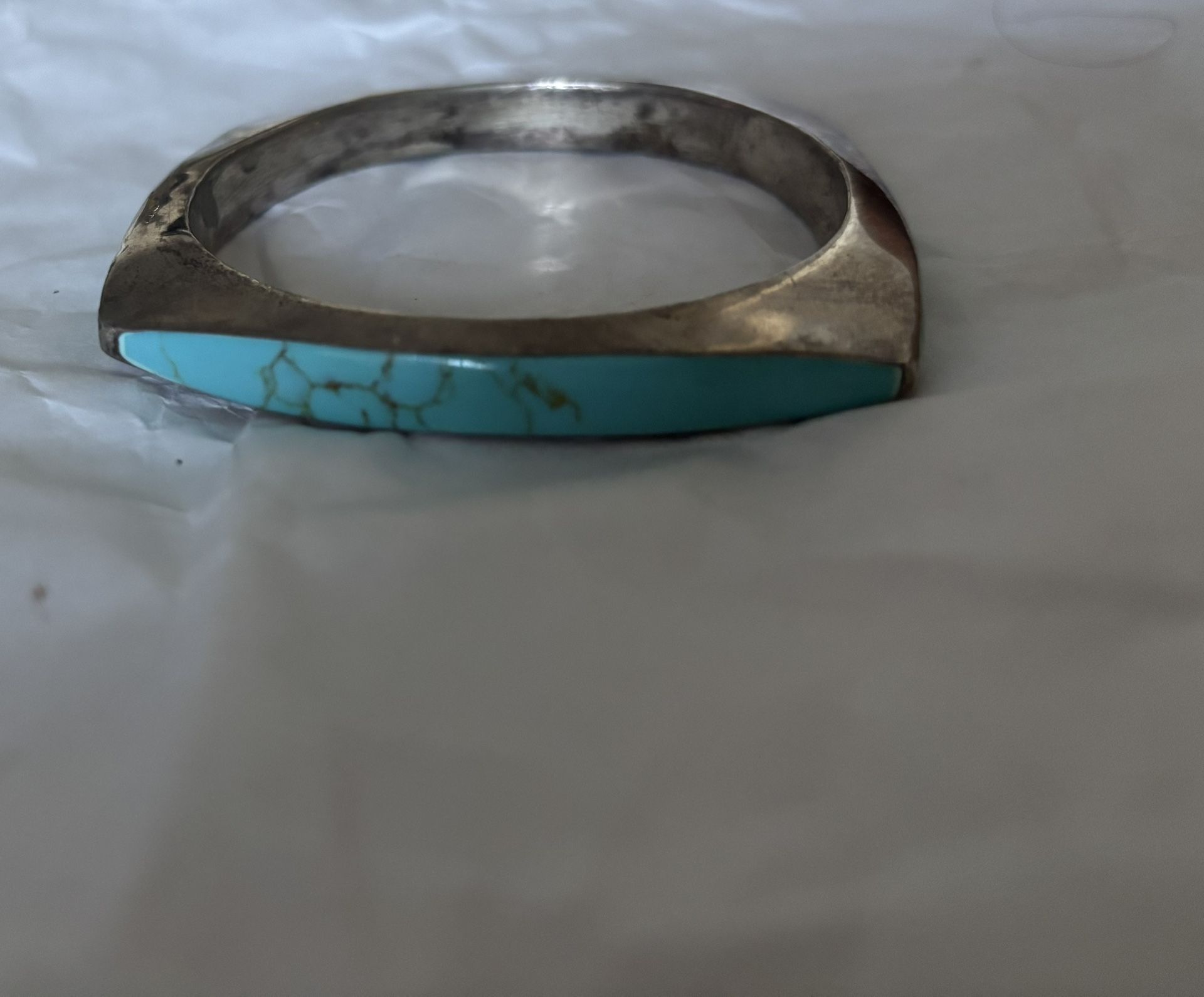 Turquoise bangle Bracelet Mexico 925 accessory rare sterling silver vintage