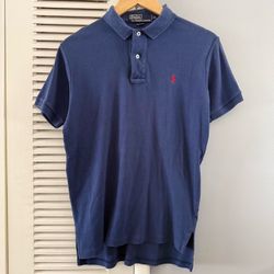 Vintage Polo Ralph Lauren Navy Button Up Shirt Sz Medium Womens