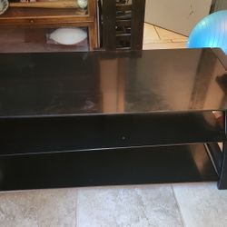 TV Stand- Metal Frame and 3 Black Glass Shelves