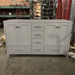 60 Inch Wood Cashmere Grey Vanity *NO TOP* *NEW* 