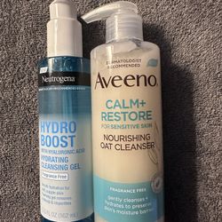 2 Facial Cleansers (Free Makeup Bag) Aveeno And neutrogena