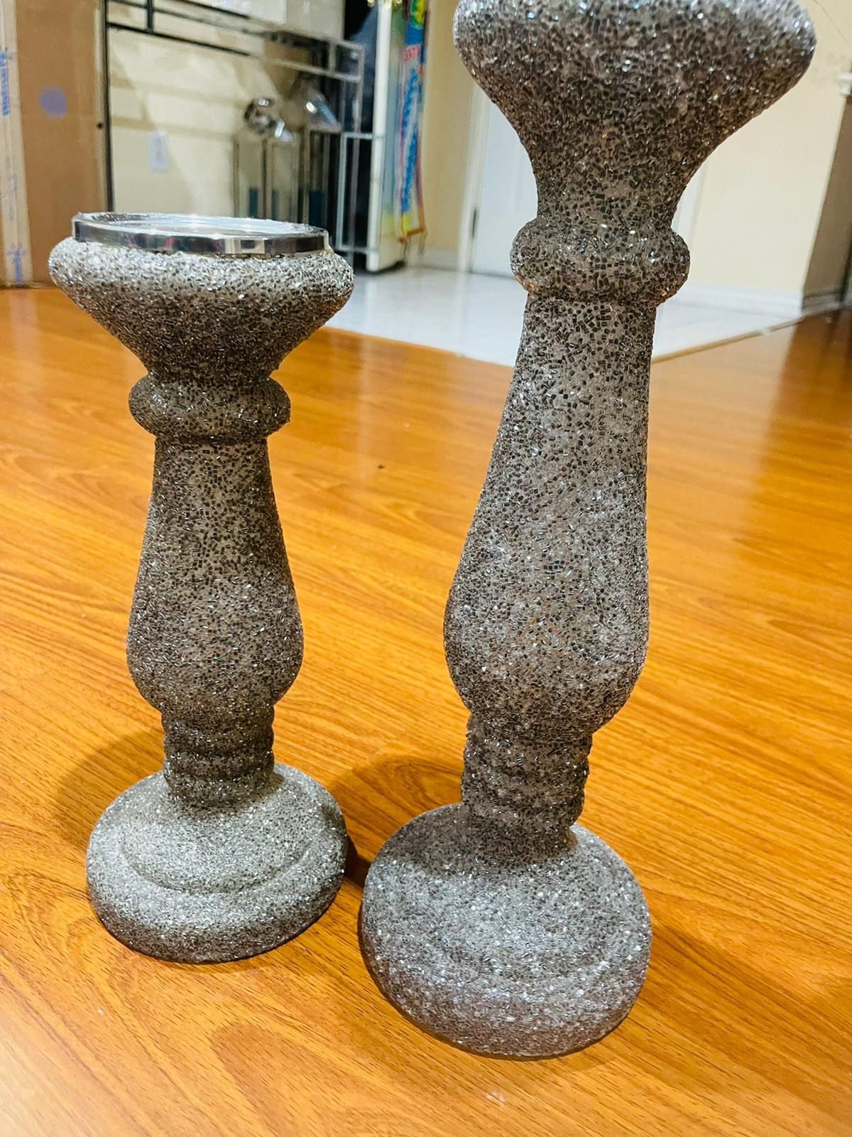 Glittered Pillars Candle Holders