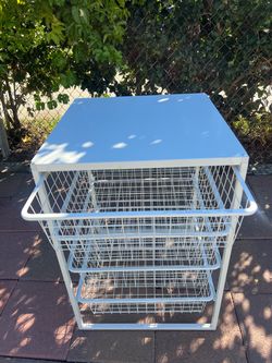 White Metal Wire Drawer Storage Unit